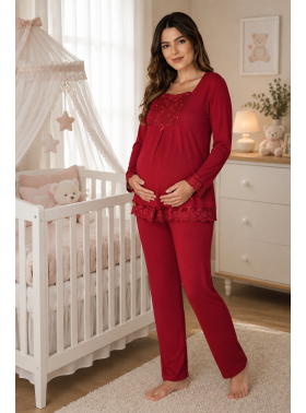 Effortt 3045 Vişne Lohusa Pijama Takımı